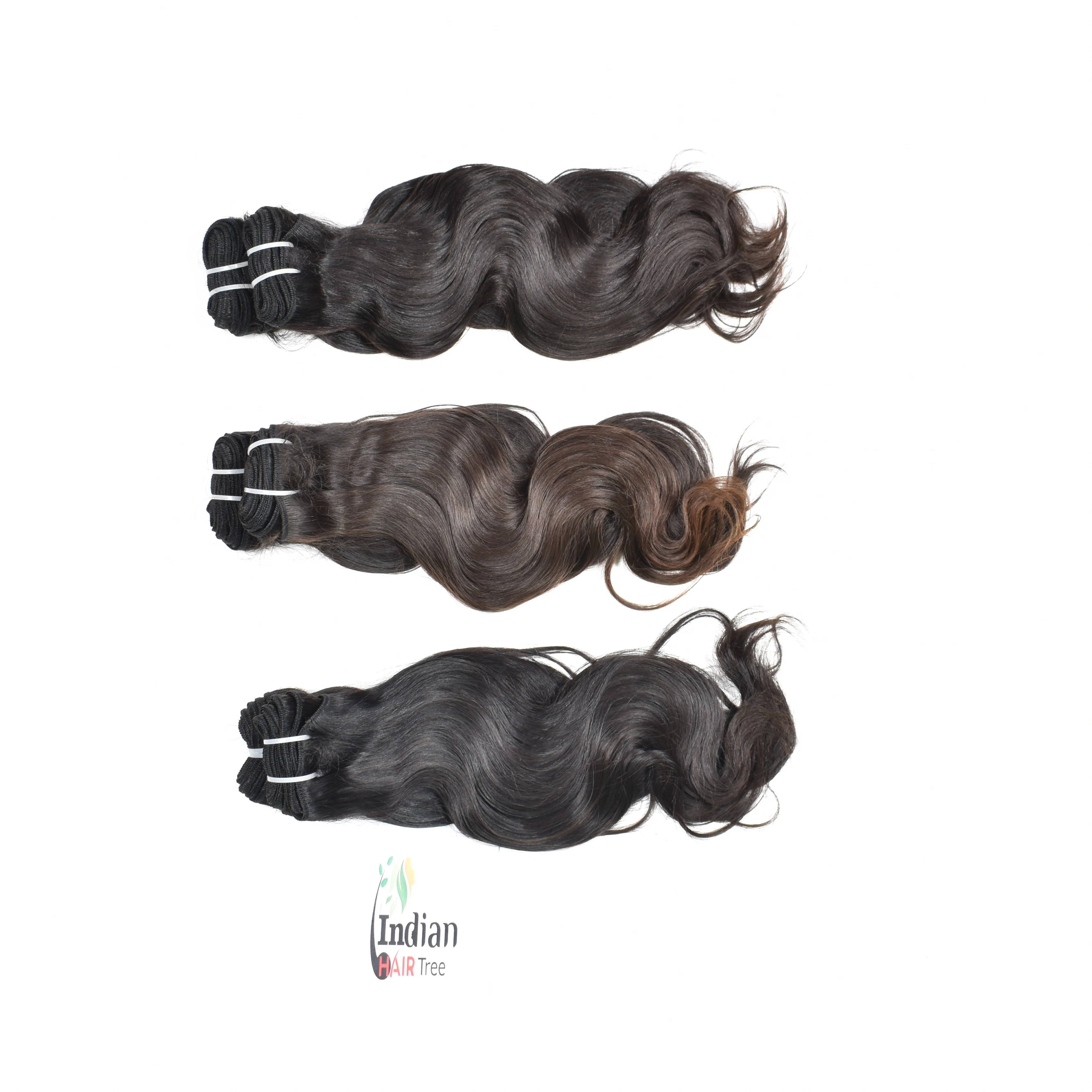 Best wholesale price and quality double drawn deep wave natural color black from Body wave Bundle human hair extensions