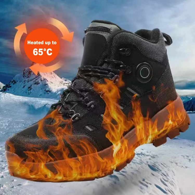 Зимние умные уличные аккумуляторные ботинки с электрическим подогревом со специальным двойным ледяным лезвием противоскользящим дизайном патентования