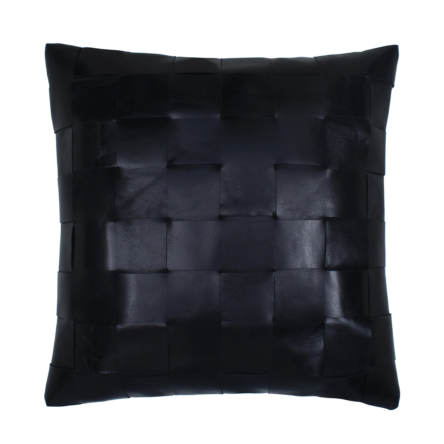 Genuine Leather Black Pillow Covers 18x18 Premium Cushion Cases Luxurious Durable Zipper Home Hospital Soft Print Pattern