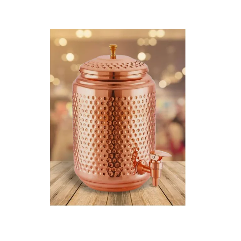Top seller Custom Copper Water Cooler Handmade Hammered Water Cooler Made of Pure Copper Dispenser from Indian wholesaler