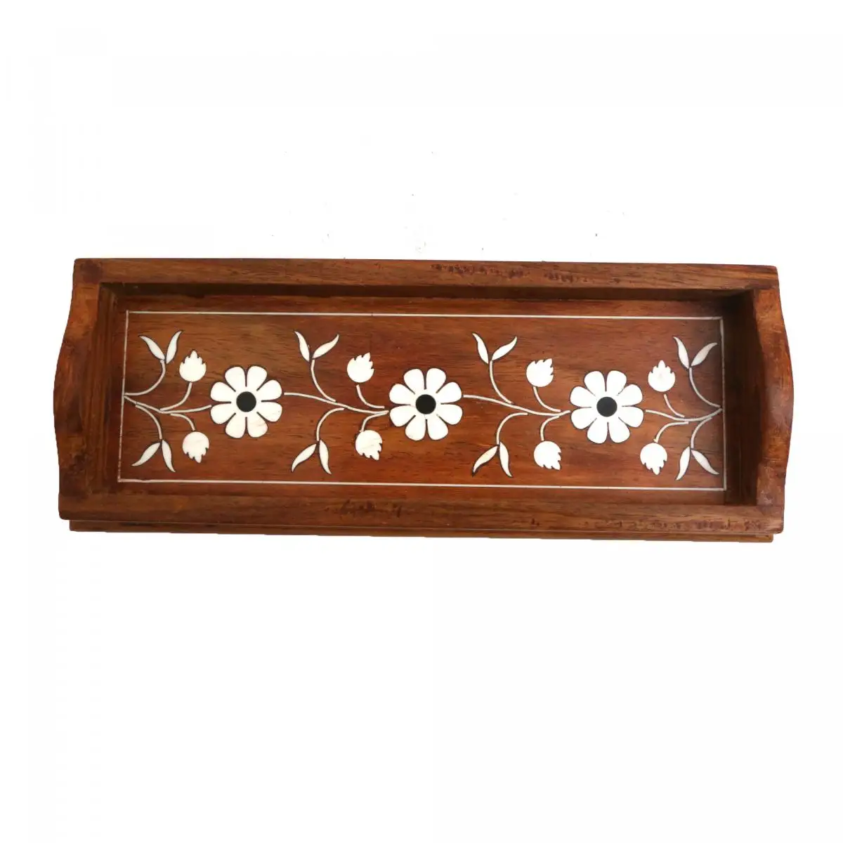 Best Quality Wooden Square Serving Tray with Inlay Work Mop Resin Tray with Bone inlay for Kitchen Home Hotel-Inspired by India