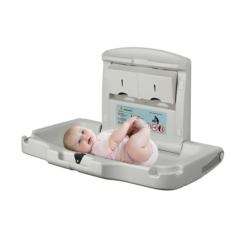 Public Washrooms Superior Quality Folding Table HDPE Cream White Baby Diaper Changing Station