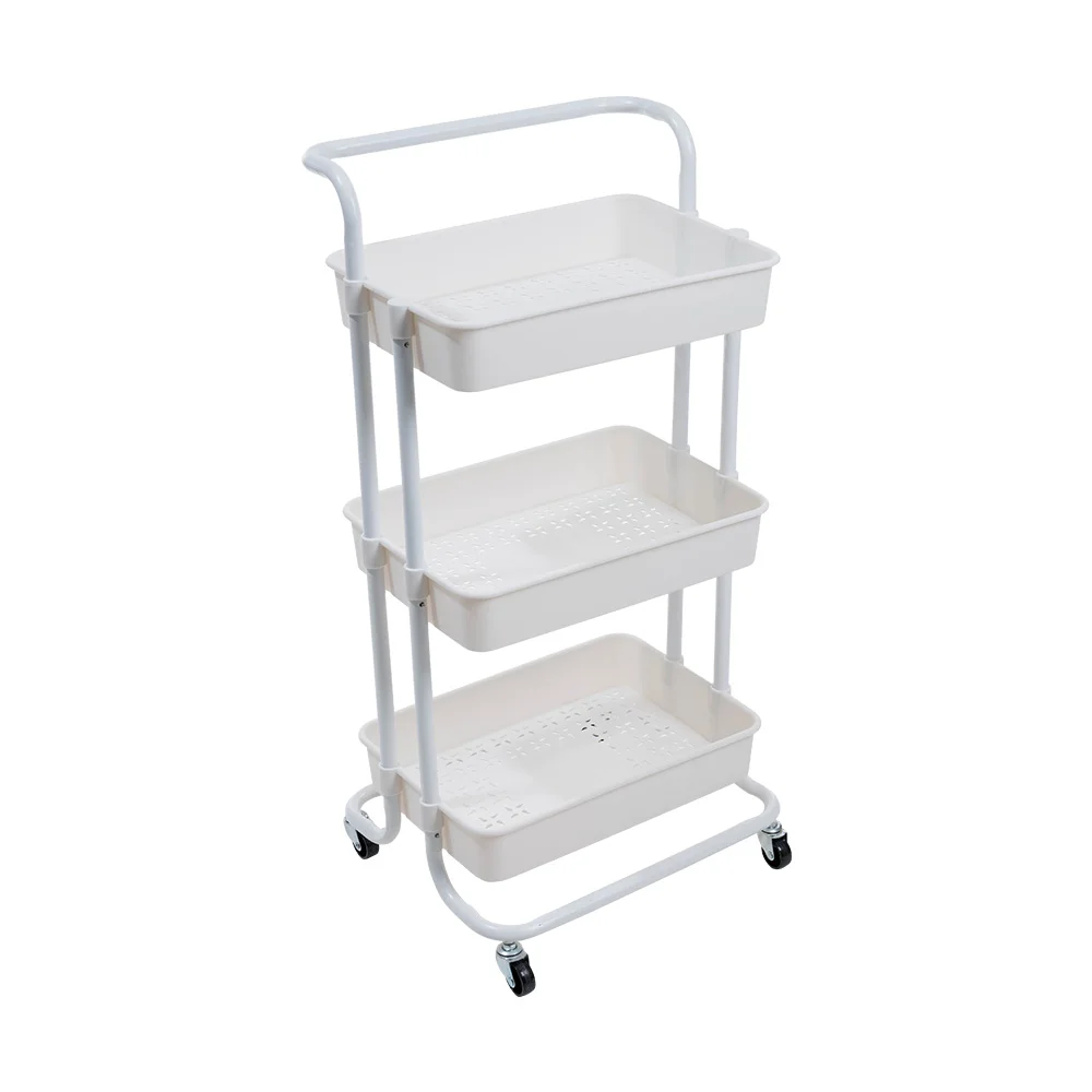 White Storage Rack Trolley with Wheels Multi-Purpose Utility Cart for Garden Storage Hand-Carts Trolleys