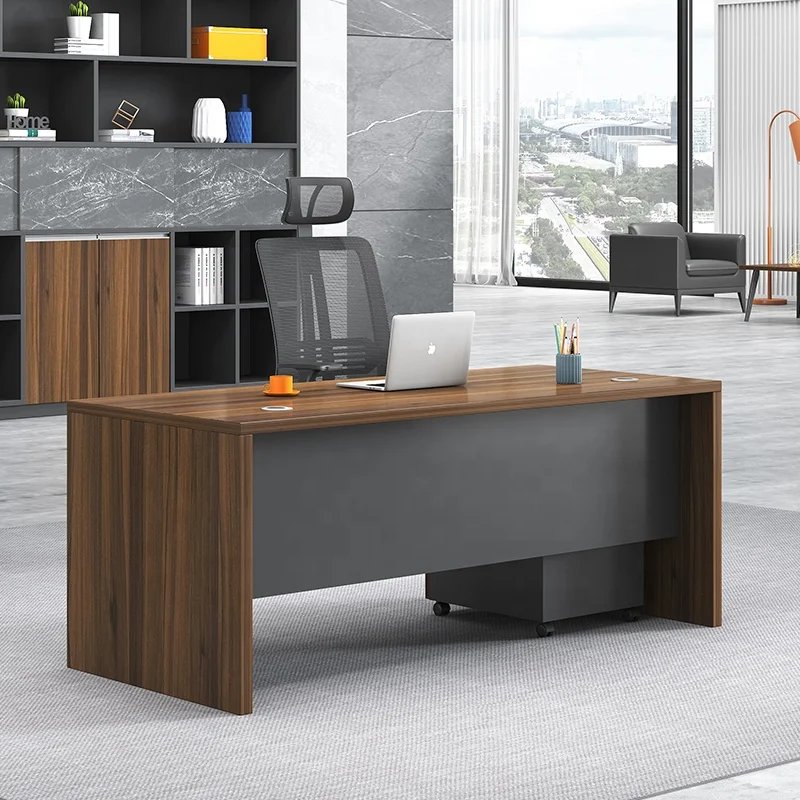 EBUNGE  Small Simple Design Melamine Single Person I Shaped Office Desk Staff Table for Office