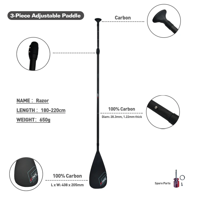 FREESEA new design Adjustable Stand Up paddle 3-in-1 Adjustable SUP paddle carbon shaft paddle