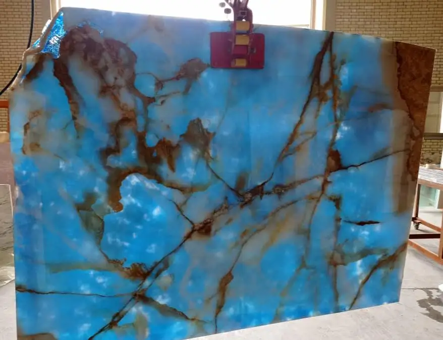 Sea Blue Onyx Natural Stones Transparent Marble Slabs & Tiles for Villa and Hotel Wall and Floor Decoration