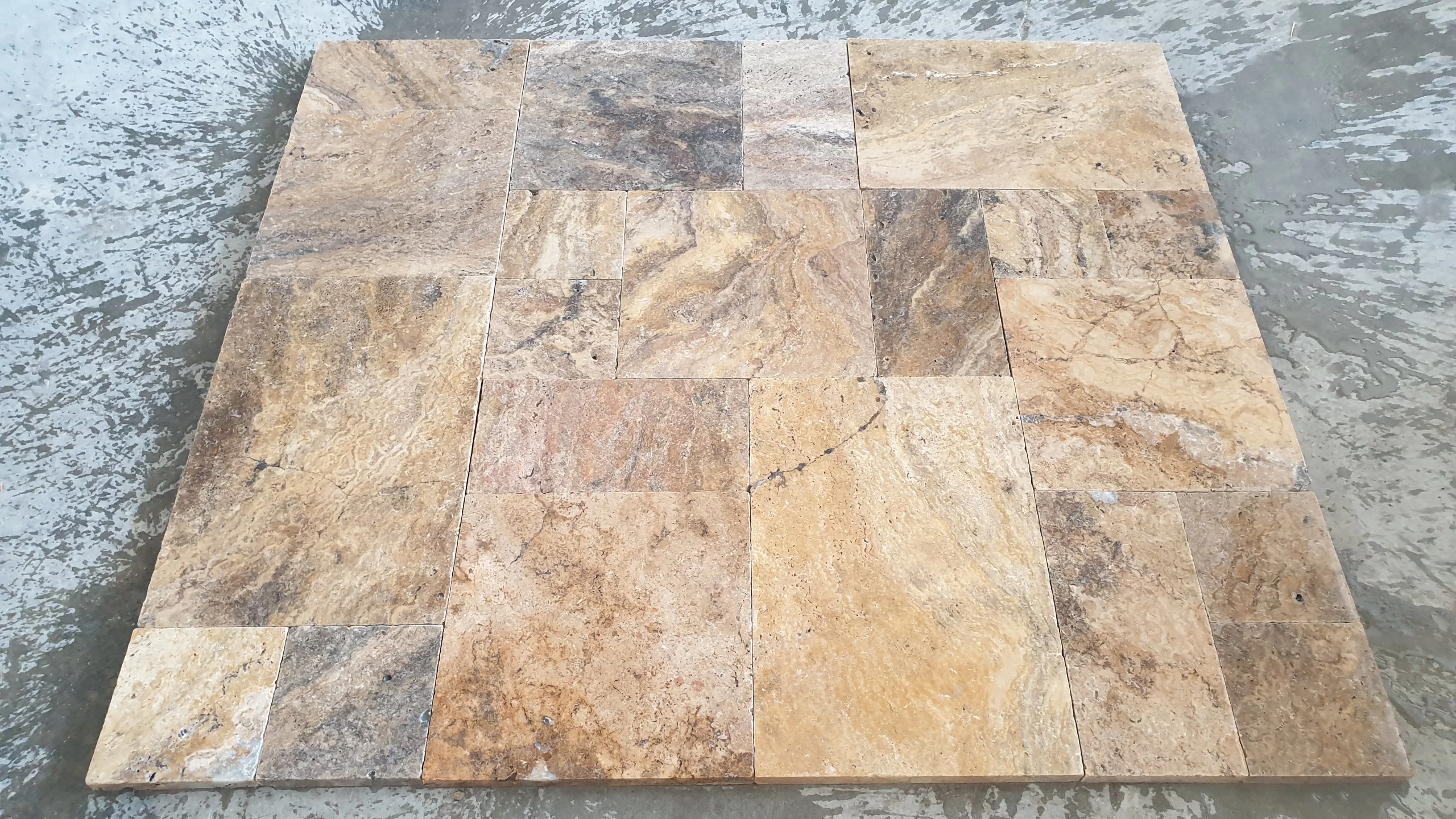 Turkish-made Orange Travertine Paver Set Scabas Travertine Pattern for Outdoor Use CEM-FPT-08 Model Orange Brown Tiles