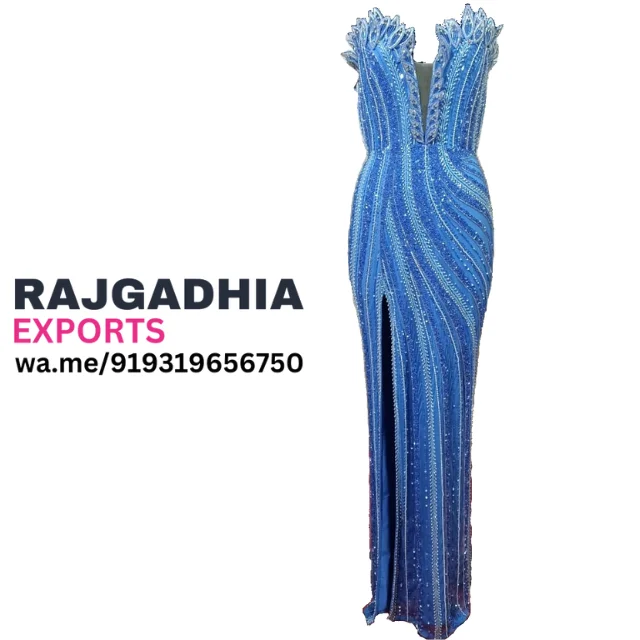 BEADED MESH Sleeveless BEADED GOWN  WOMEN Wears BEADED PARTY WEAR For Ladies Females Clothes Evening Gown beaded Dress for women