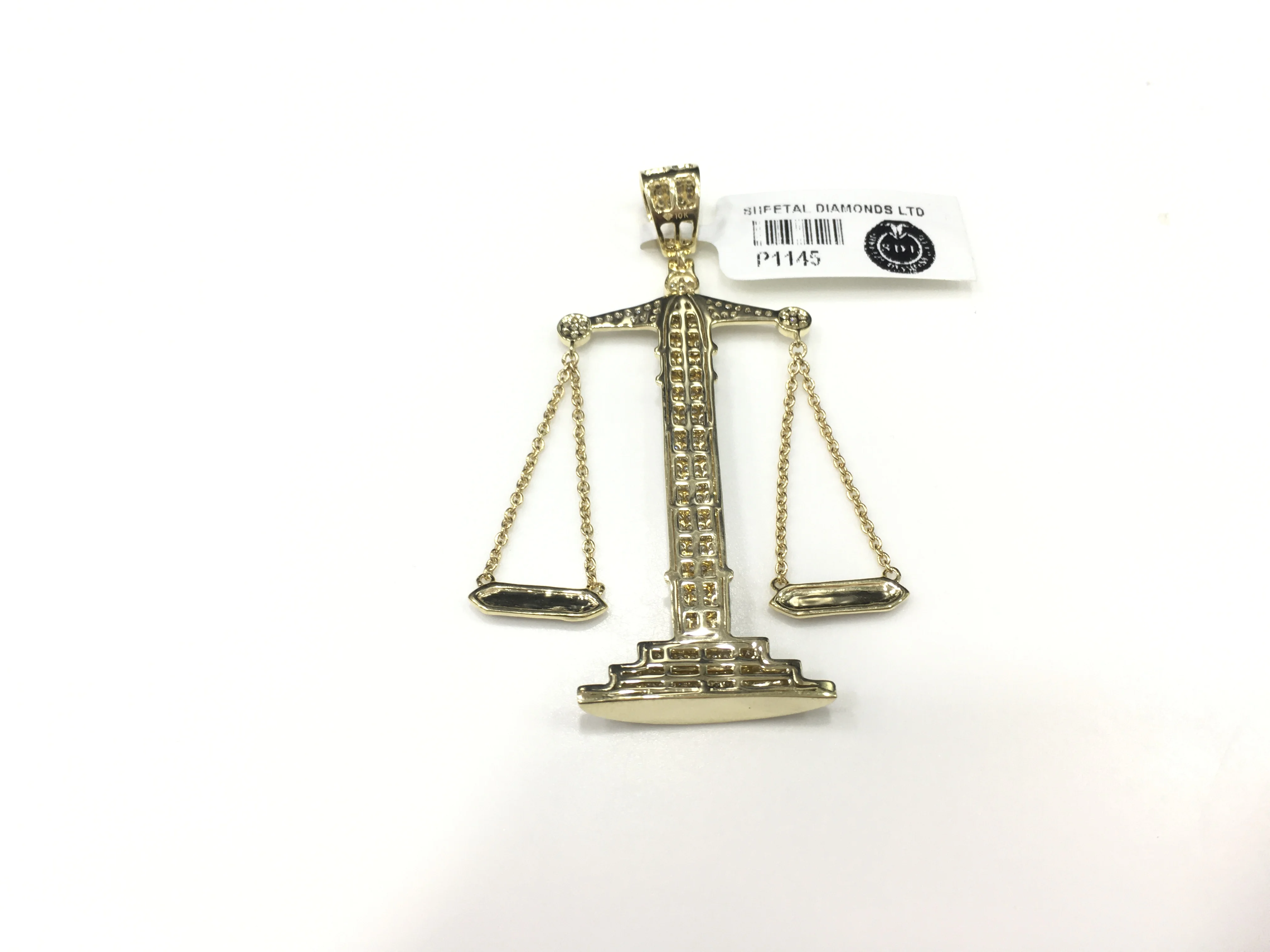 Fully Iced Out Real Diamond Studded Libra Sign Diamond Weighting Scale Hip Hop Style Pendant