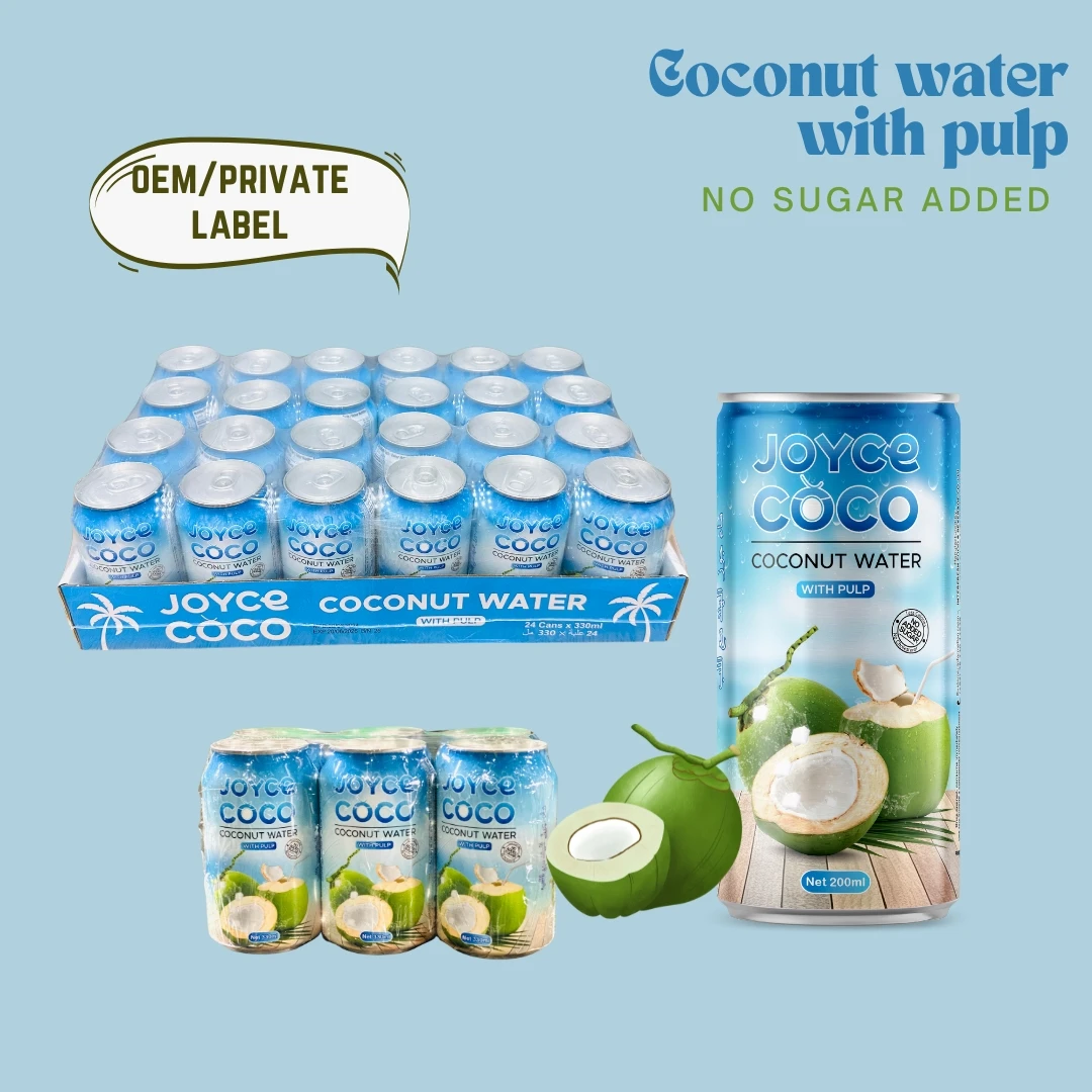 JOYCE 250ml Beverage Manufacturer in Vietnam Original Coconut Water Organic Private Label for Coconut Water With Pulp No Sugar
