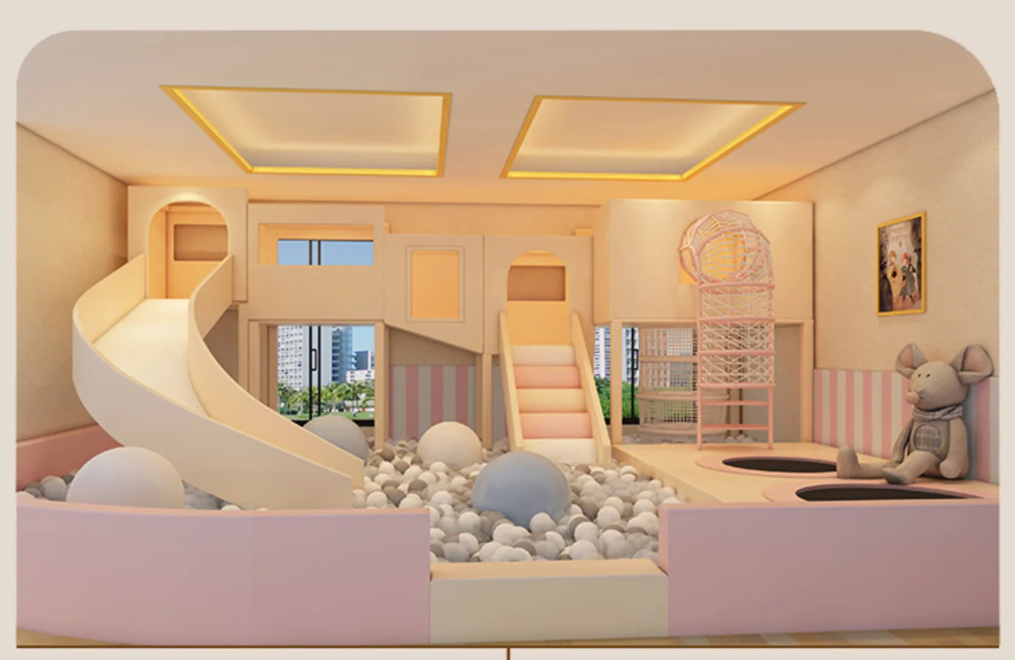 High Quality Indoor Wooden Playhouses with Ball Pit for Nursery Playrooms Or Indoor Play Centres in Shopping Malls Restaurants