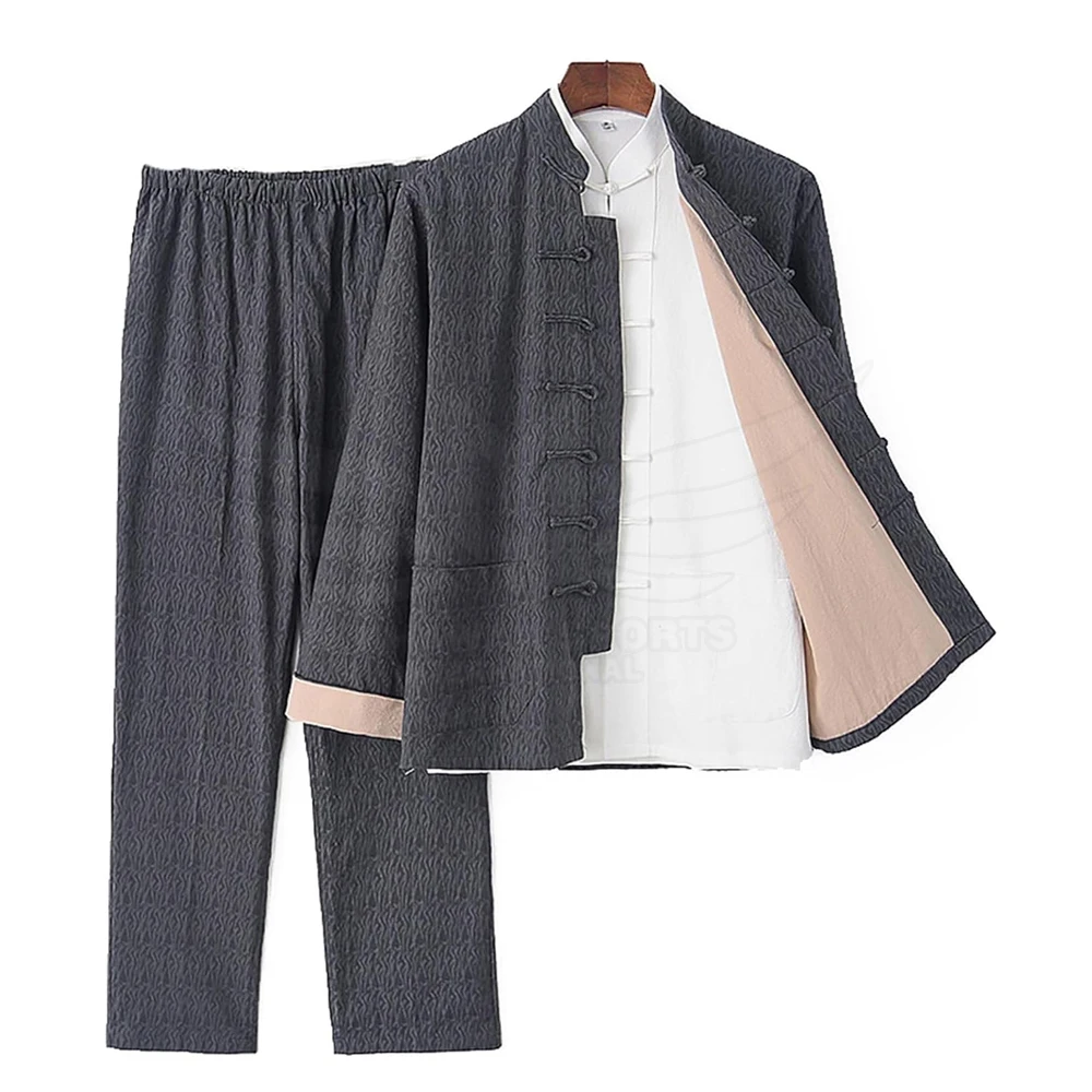 100% Polyester High Quality Martial Arts Kung Fu Uniform Factory Made Long Sleeve Kung Fu Uniform