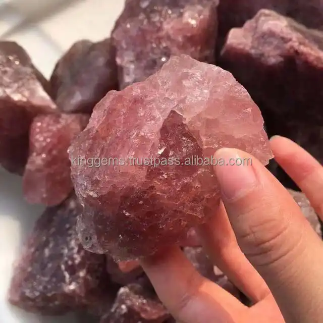 BEST SELLING WHOLESALE NATURAL CRYSTAL STRAWBERRY QUARTZ ROUGH STONE FOR REIKI HEALING STONE TANZBERRY QUARTZ RAW TUMBLED STONE