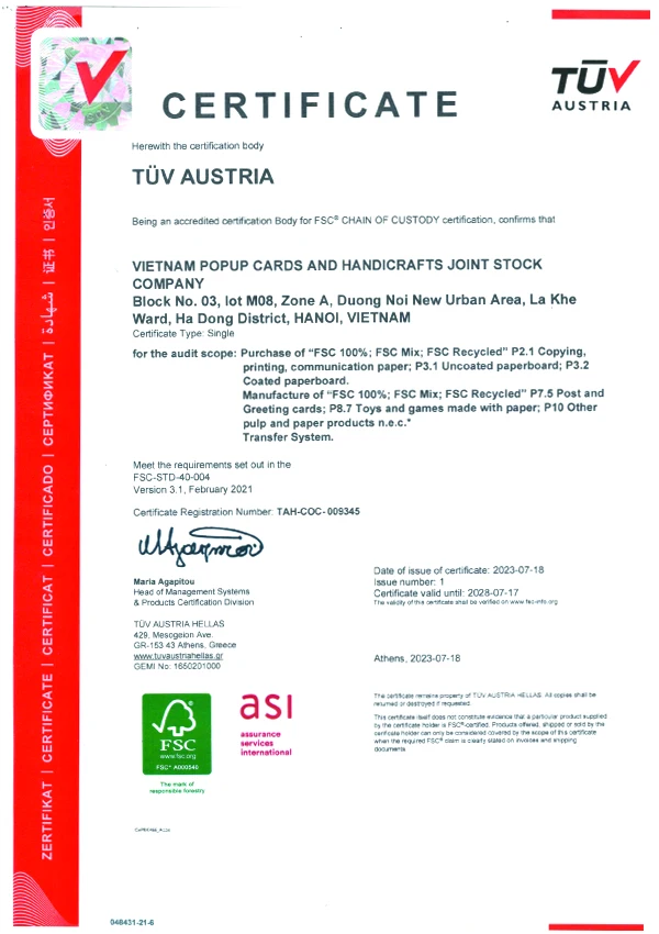 Wholesale Price Vietnam Custom Design and Manufacturer Cardinal Bird Animal 3D Pop Up to Invitation or greeting Birthday card