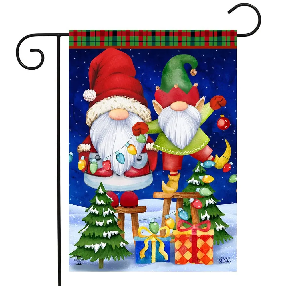 Promotional Lawn Flag Winter Gnome Flag Eye-catching Custom Polyester Garden Flag for House