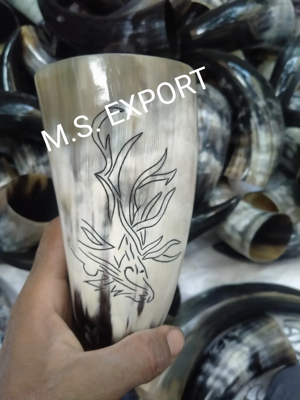 Royal Artisans Beer Viking Wine Drinking Mug Party Viking Drinking Horn With Stand From India