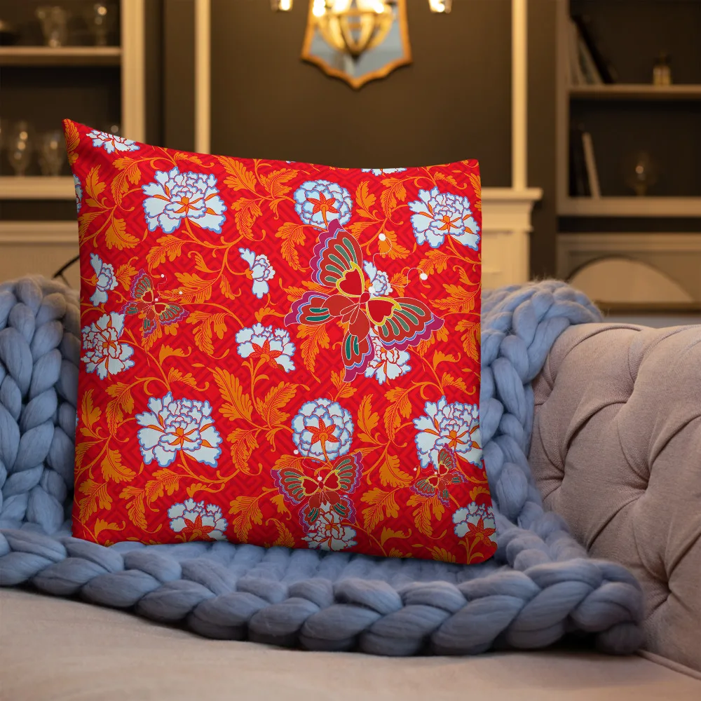 Unique 45x45cm Polyester Pillow Cover with Custom Red Ao Dai Asian Woman Design by Halinhthu Casa Design And Size 100% Polyester