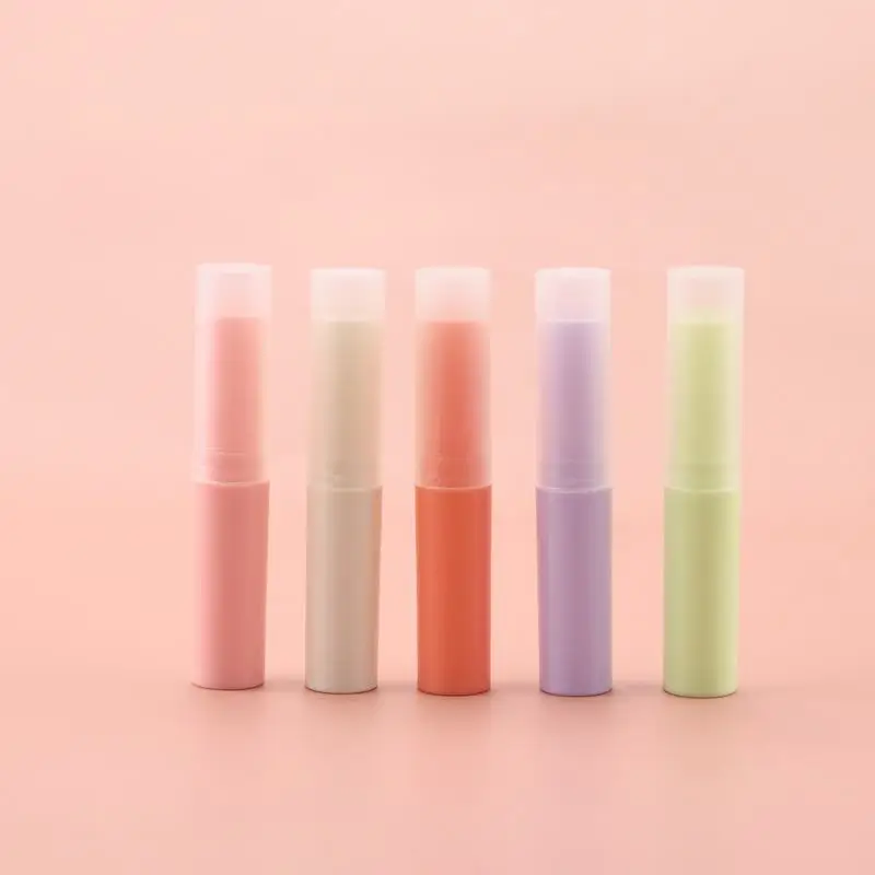 Ready to ship round frosted empty lipstick tubes custom matte small slim lip balm containers packaging