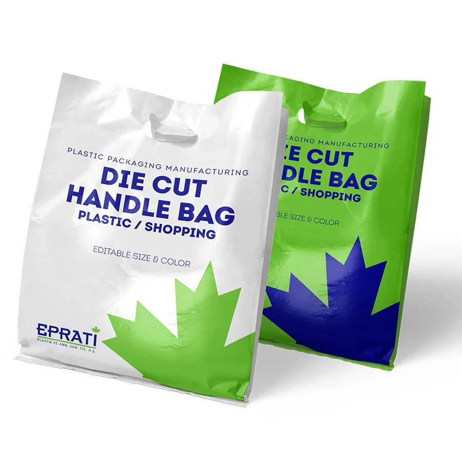 High Quality Biodegradable Low Price Die Cut Handle Bag with Logo for Pharmacy Hospital Use for Medicine Packaging from Turkey