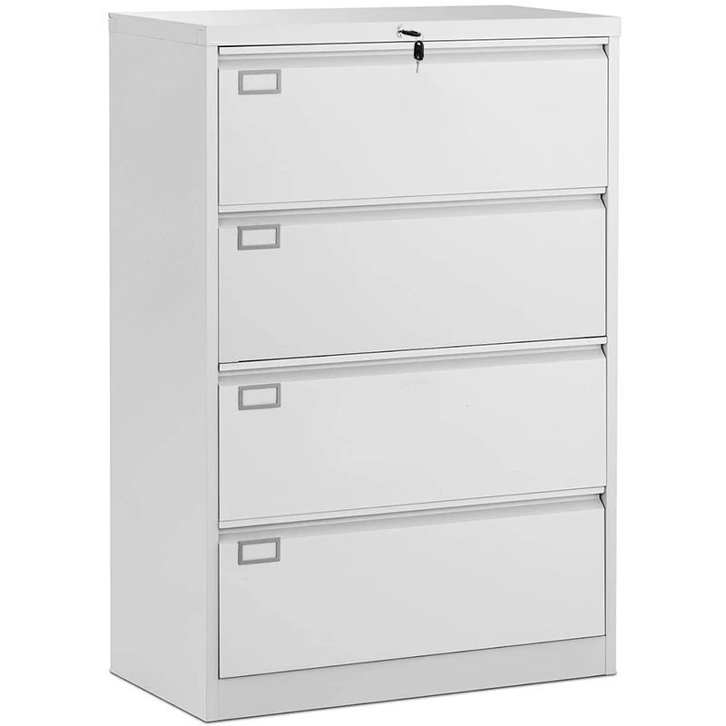 Steel Lateral Storage Cabinet With 4 Lockable Drawers Metal File Cabinet