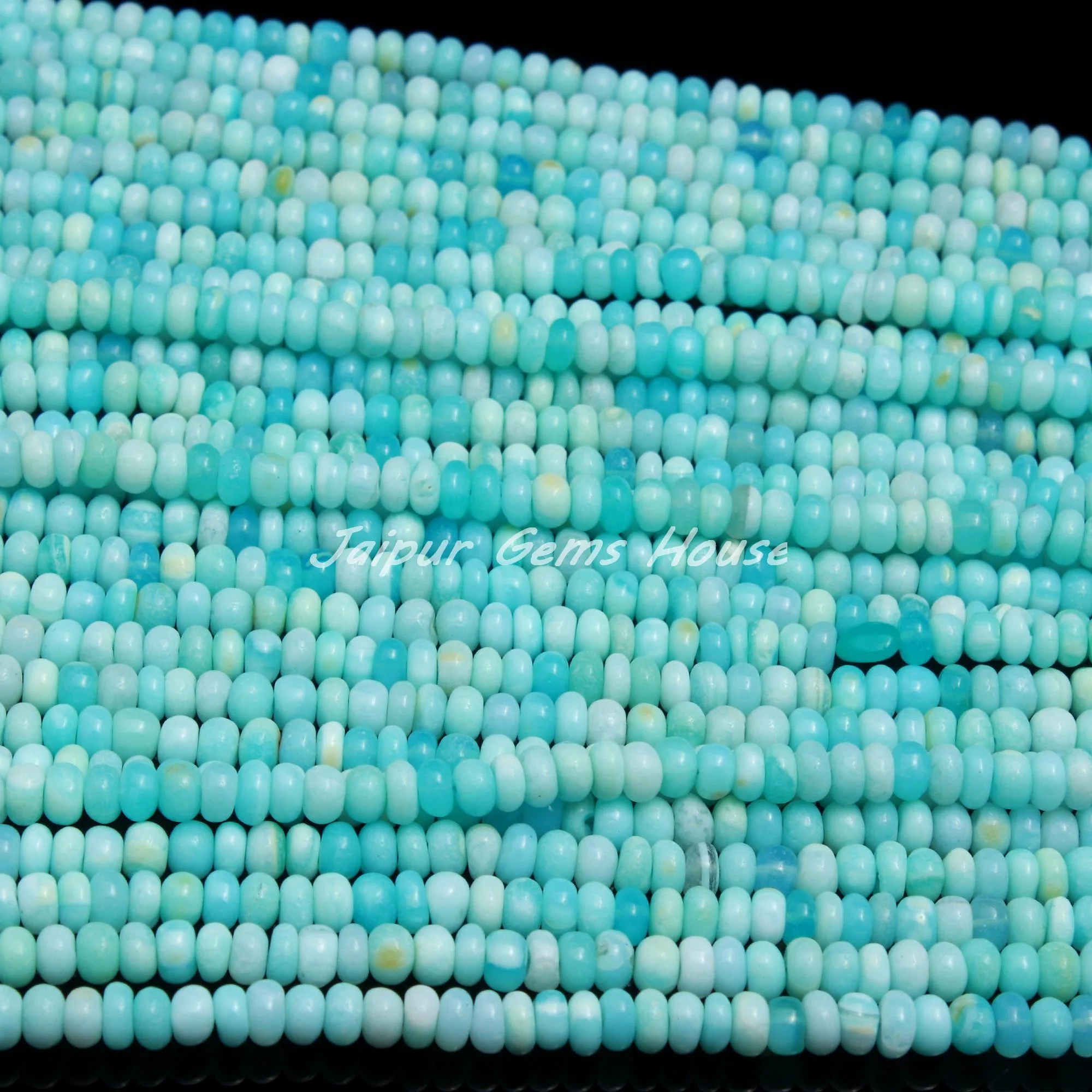 Hot selling Natural Peruvian Opal Smooth Rondelle Beads 4-6 mm Opal Beads Strand Gemstone Loose Beads Blue opal for jewelry