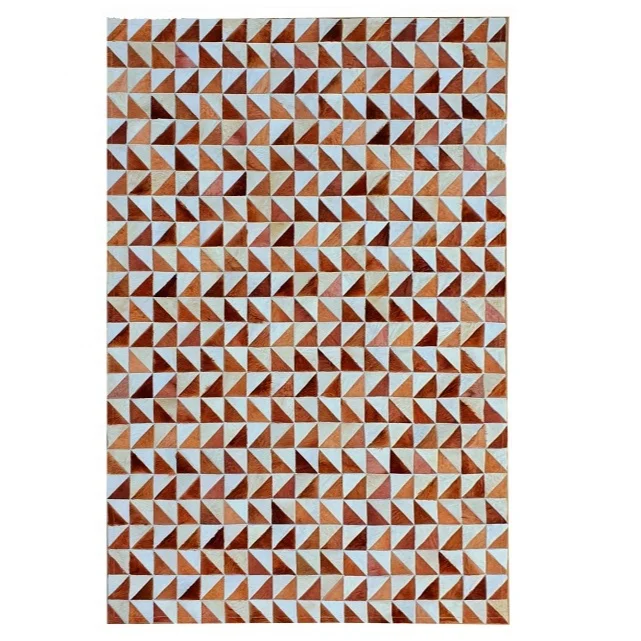 Modern Design Multi Natural Brown And White Color Real Cowhide Fur Leather Hair-on Handmade Patchwork Area Rug And Carpet