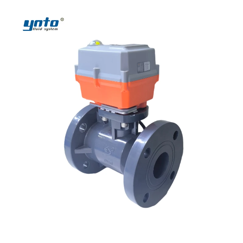 YNTO Flange on/off ball valve DC AC electric actuated double flanged ball valve