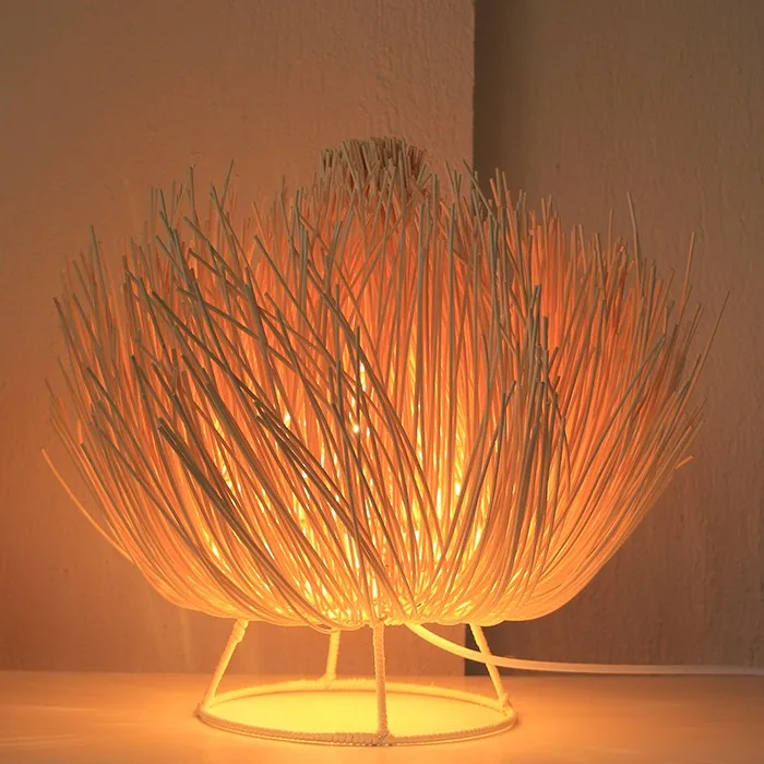 Unique Rattan Table Lampshade , Rattan Bedside Table Lamp Decorative Room Vietnam Manufacturer
