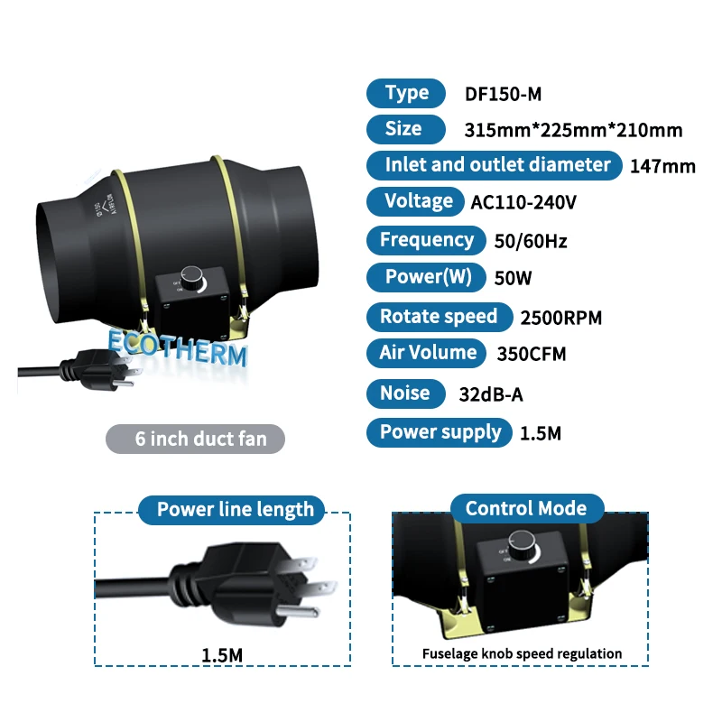 low price clearance 6 Inch New Ventilation System Mix Flow In-line Duct Fan