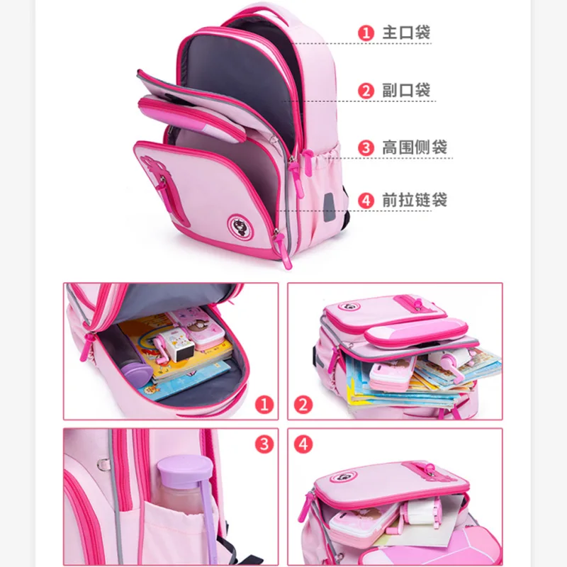 Suitable For Grades 1-9 Children Orthopedic School Backpack Boys School Bags Girls Waterproof Backpacks Kids Satchel Schoolbgs
