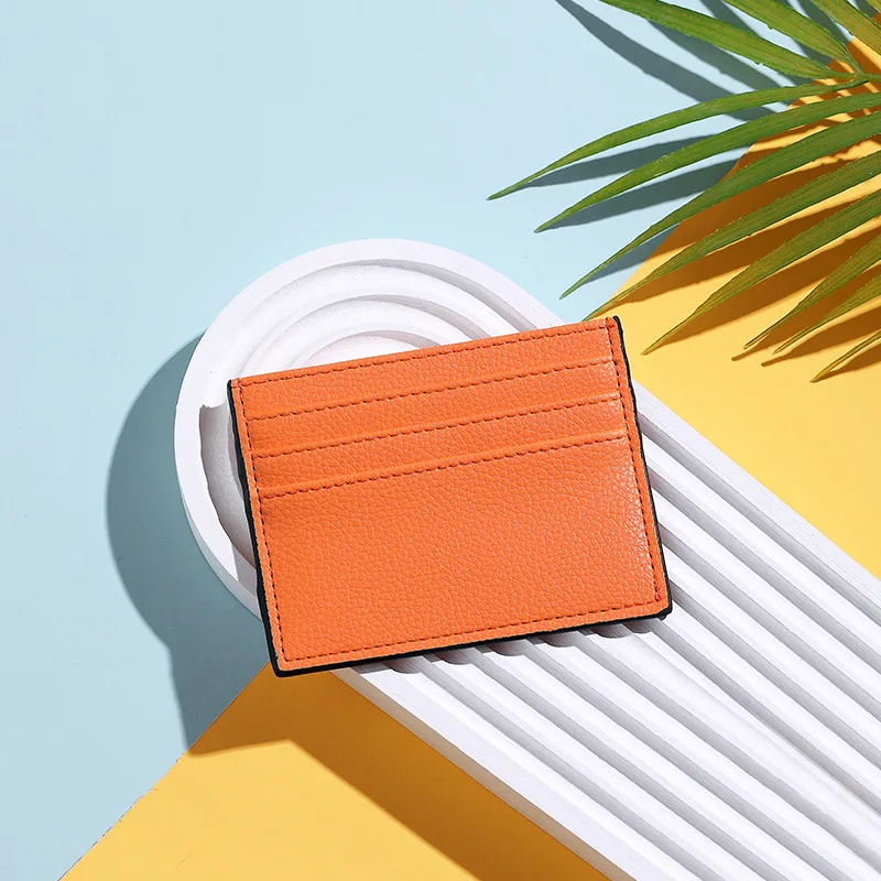 Custom Logo Slim Leather Card Holder Premium Pu Leather Minimalist Wallet Credit Cardholder