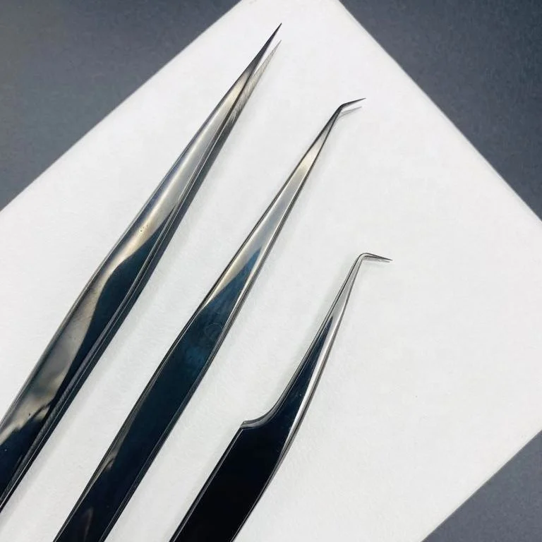 45 Degree 90 Degree Isolation Tweezers Wholesale High Quality Stainless Steel Black Plasma Tweezers For Eyelash Extension