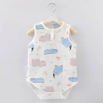 Summer baby home suit Bodysuit cute cartoon bear rabbit boy girl boy climbing pajamas slim newborn kids sleeping clothes
