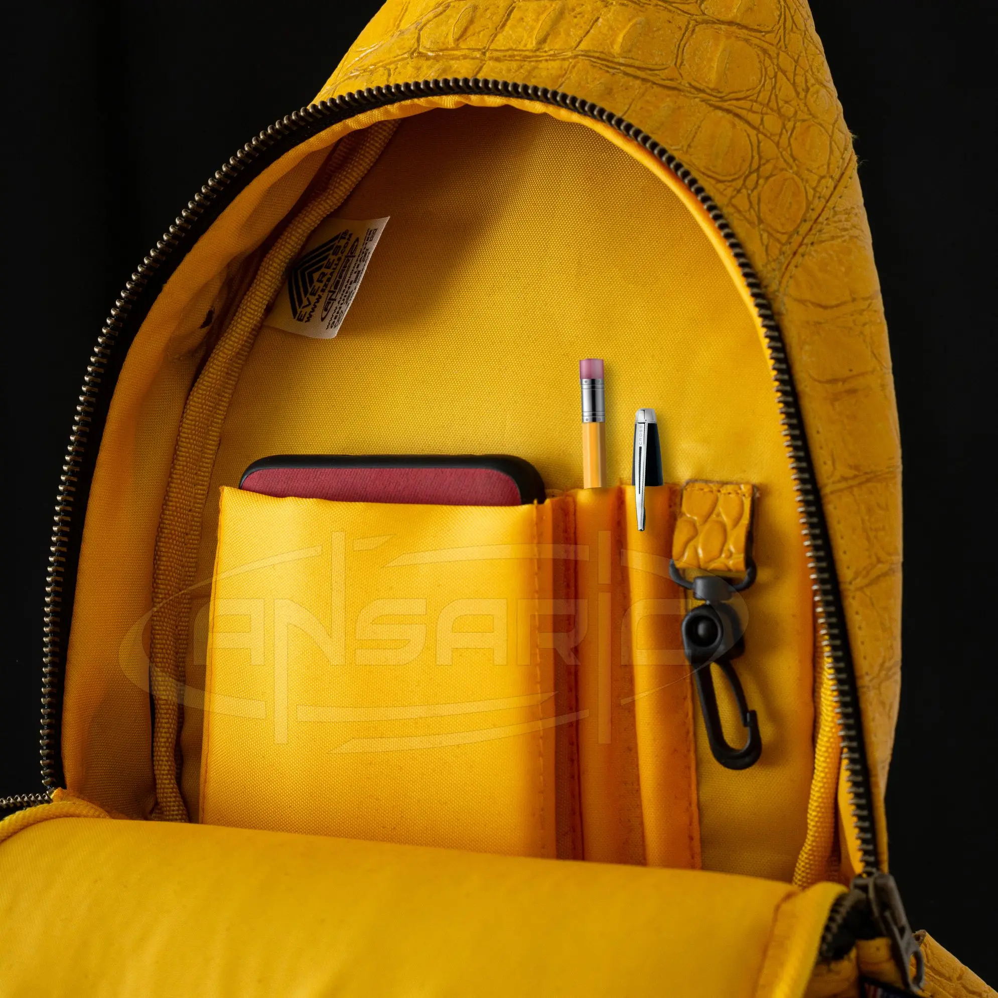 Genuine Cow Leather Embossed Crocodile Backpack Purse Travel Earphone Hole Cowhide iPad mini Crossbody Bag for Men and Women