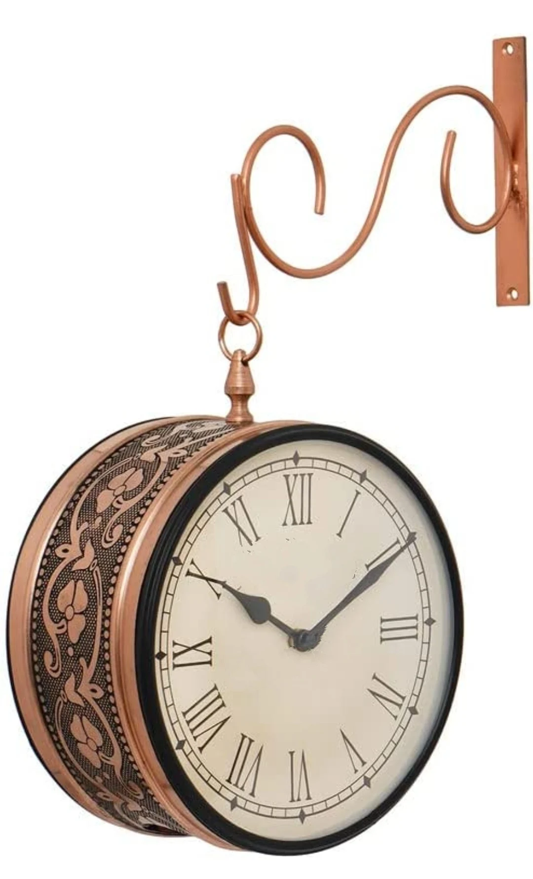 Best Quality Antique Copper Hanging Wall Clock with Double Sided Hanging Feature at Wholesale Prices For Export