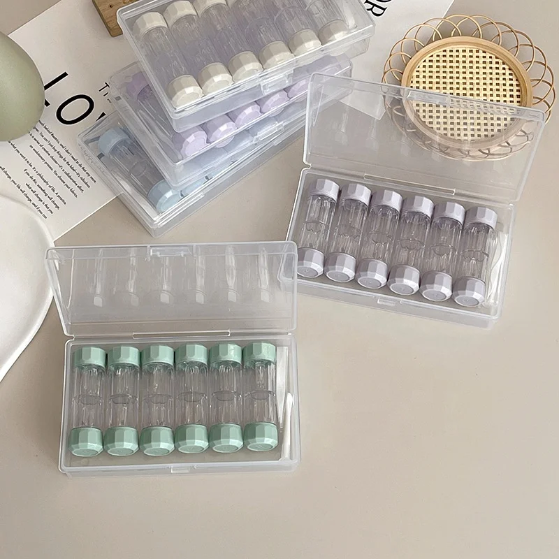 6 pieces RGP contact lens box kit cylindrical plastic OK lenses case Rigid lens Holder RGP Hard Contact Lenses Case Container