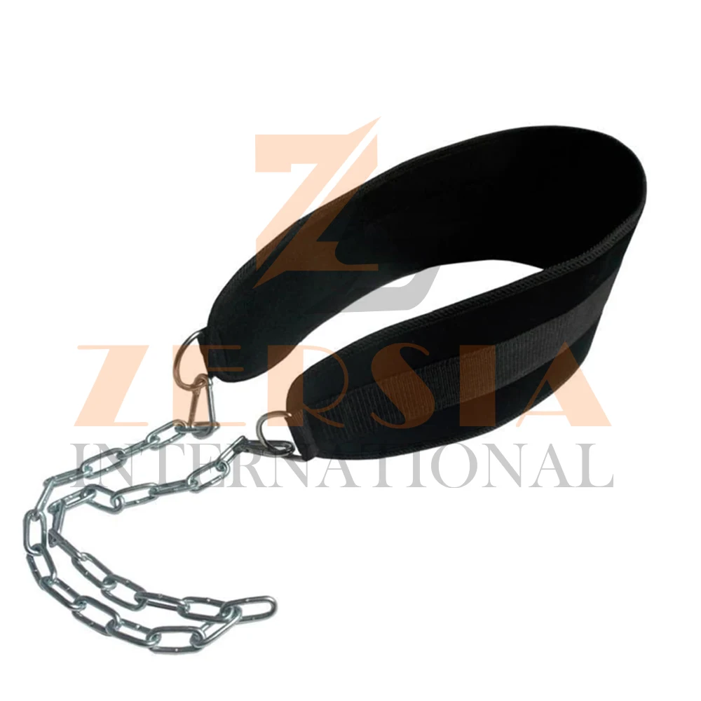 2022 New Arrival Customized Fitness Dip Weightlifting Belts For Training with chain Adjustable Neoprene Gym Weight Lifting Belts