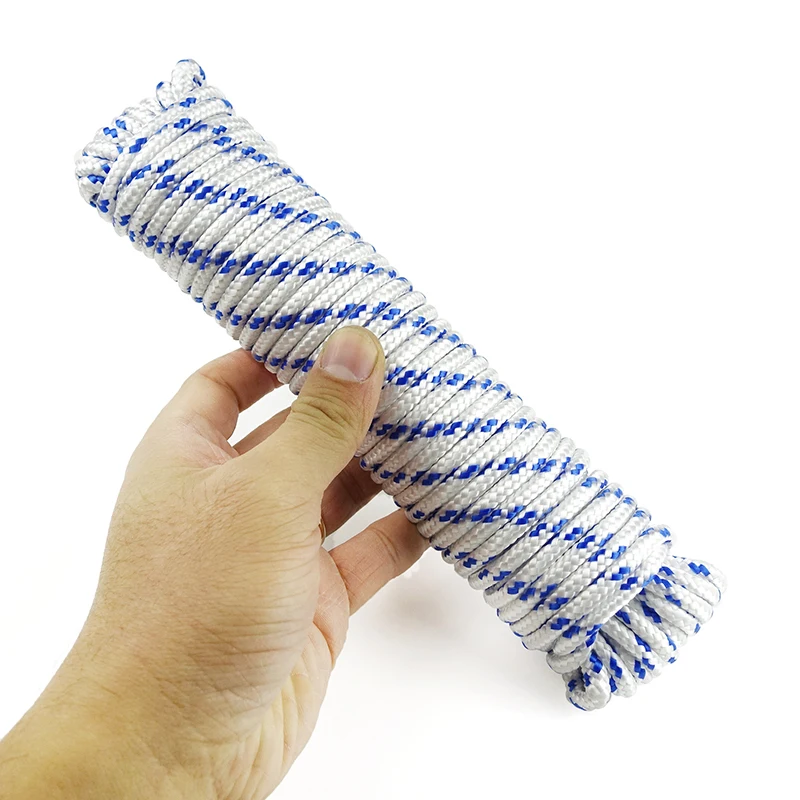 16mm braided White and blue polypropylene rope for marine