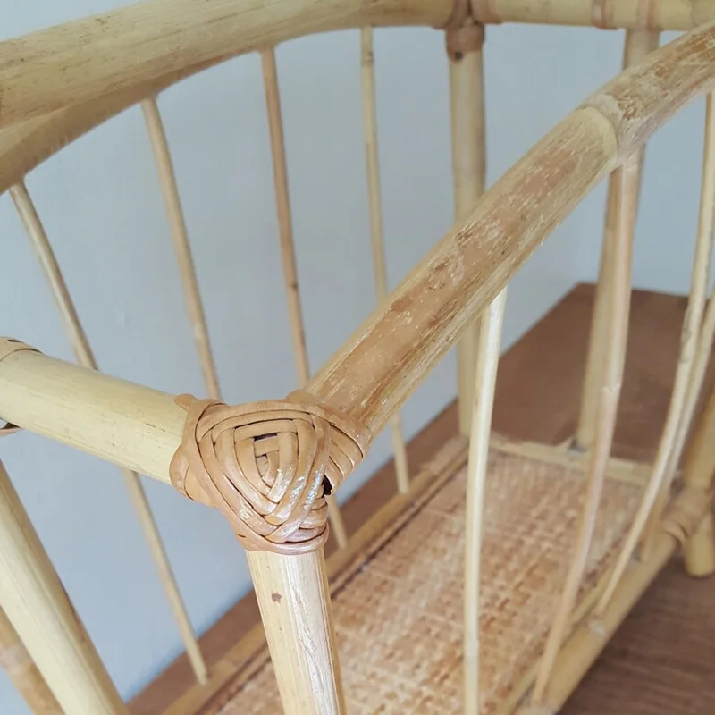 100% Eco Friendly Rattan Wicker magazine rack, High Quality Rattan Book Storage Organizer Cheap Wholesale