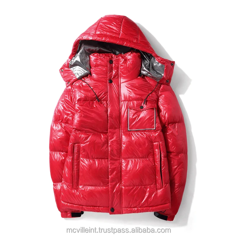 Winter Warm Down Cotton Padded Waterproof Jacket For man Green Cotton Parkas Thick Bright Black Short Shiny Jackets