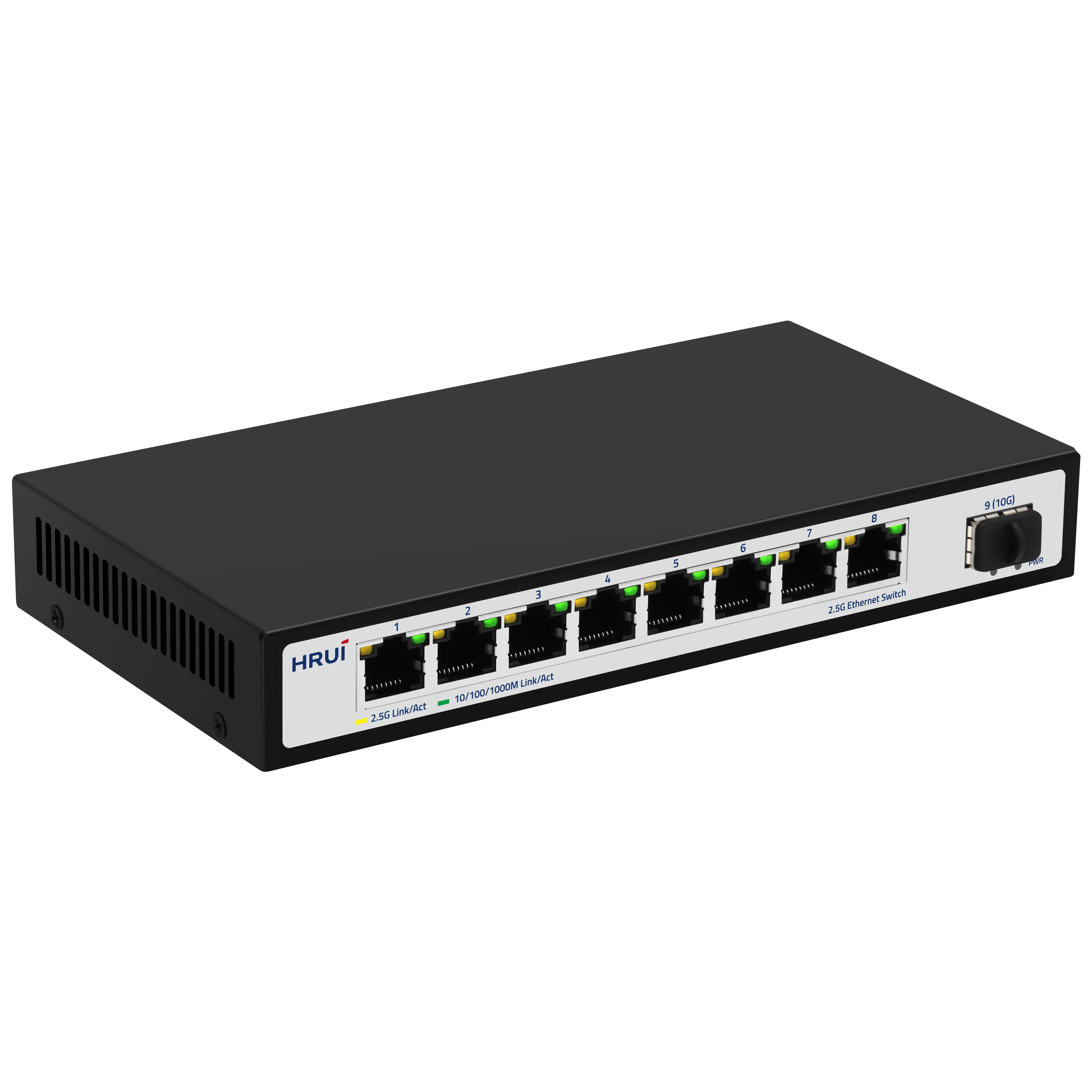 HRUI Good price 9 port 10G uplink 2.5G Ethernet switch with common mode 6KV