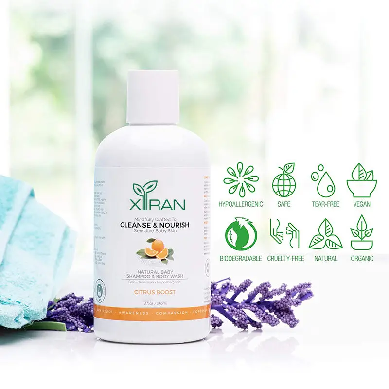 Factory Supply 100% Organic Nourishes Orange Peel Oil Shampoo For Kids Aloe Vera Cleanse Nourish Baby Shampoo and Body Wash