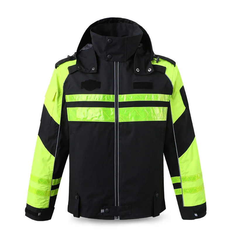 Winter High Visibility Safety Warm Jacket for Men Orange Waterproof Jacket Reflective Bomber Jacket Workwear Coat