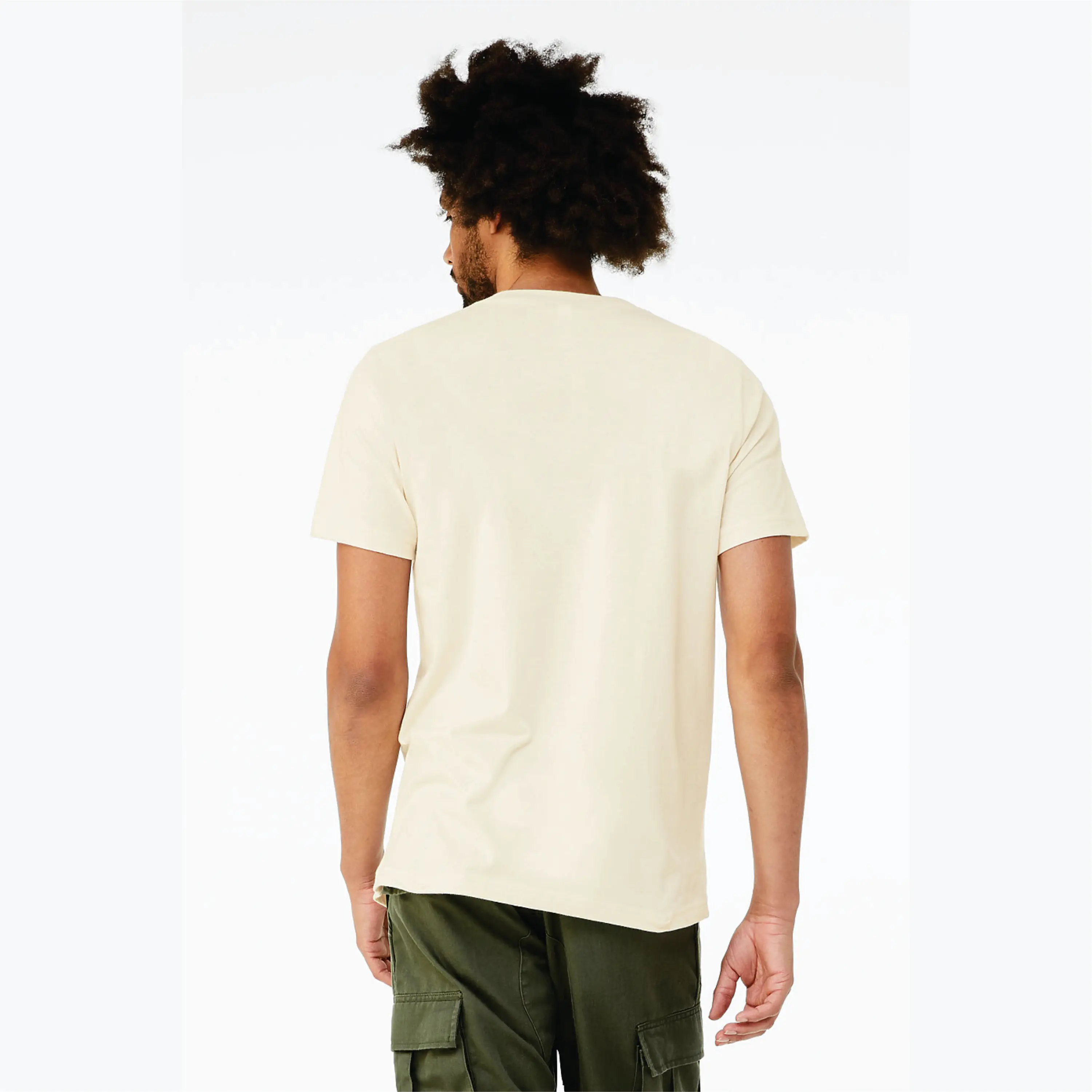 100% Airlume Combed and Ring Spun Cotton 32 Single 4.2 oz Natural Essential Unisex Jersey Short Sleeve V-Neck T-Shirt