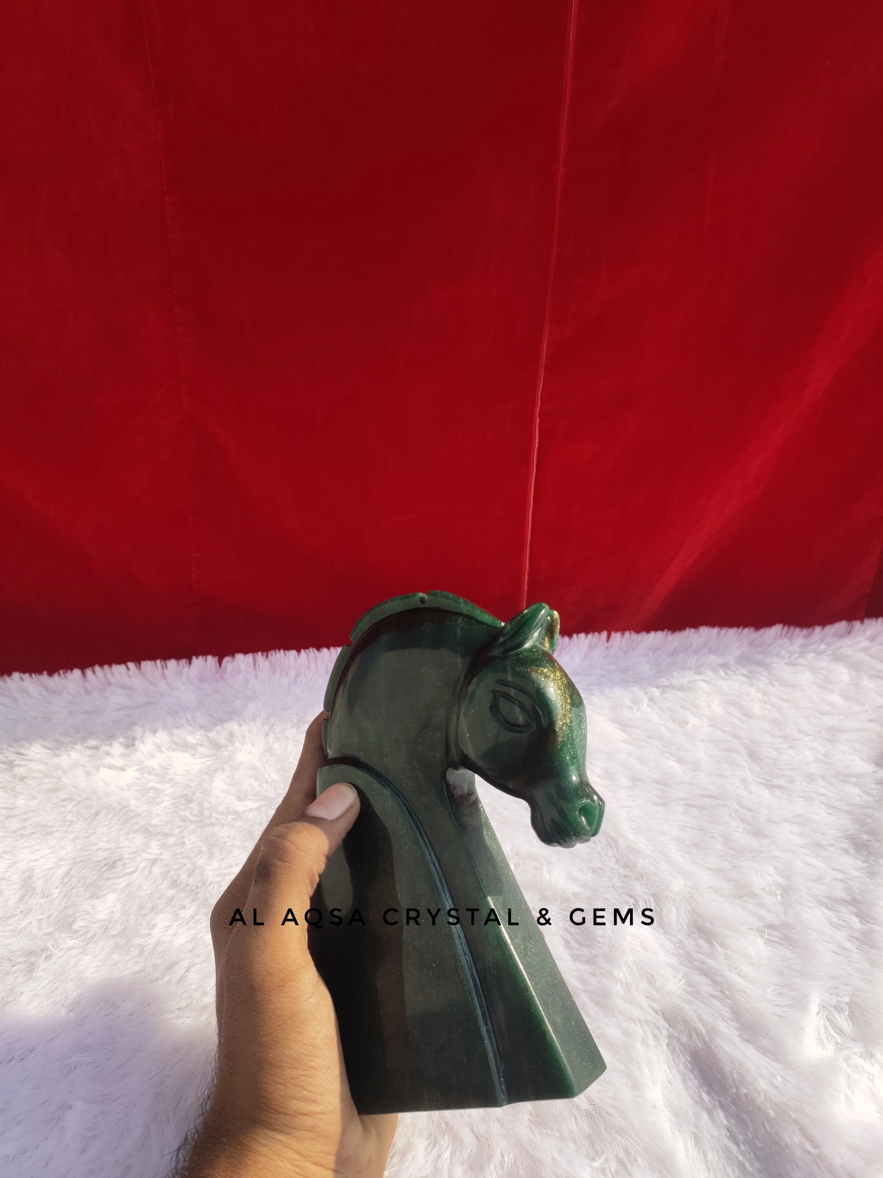 High Quality natural rare green jade horse for home office or table decoration for healing therapy for meditation