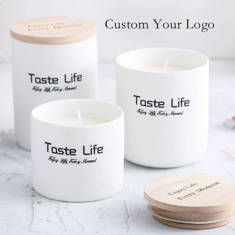 Wholesale Custom 10oz Empty Scented Nordic Matte White Ceramic Candle Jars for Candle Making