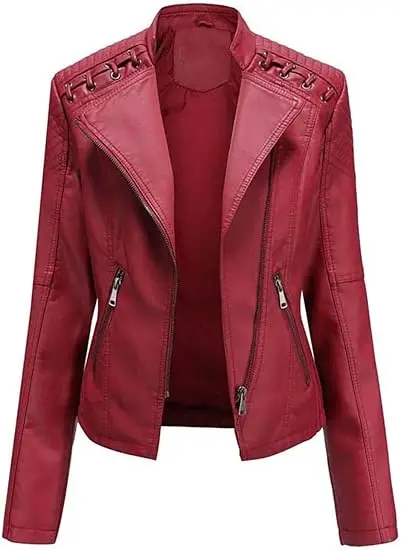 Best Quality Customized Genuine Leather Jackets for Women Quilted Biker Fashion with Cotton Filling and Rivet Decoration