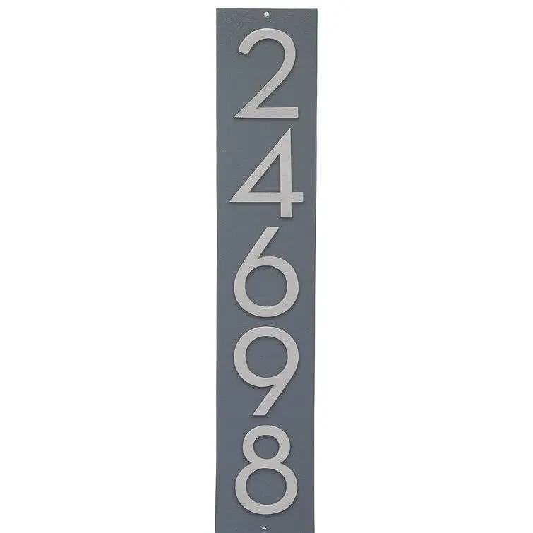 Floating 1Line Vertical House Number Plaque Sign Solid Cast Aluminum Numbers On A Solid Aluminum Backplate Modern Style Custom