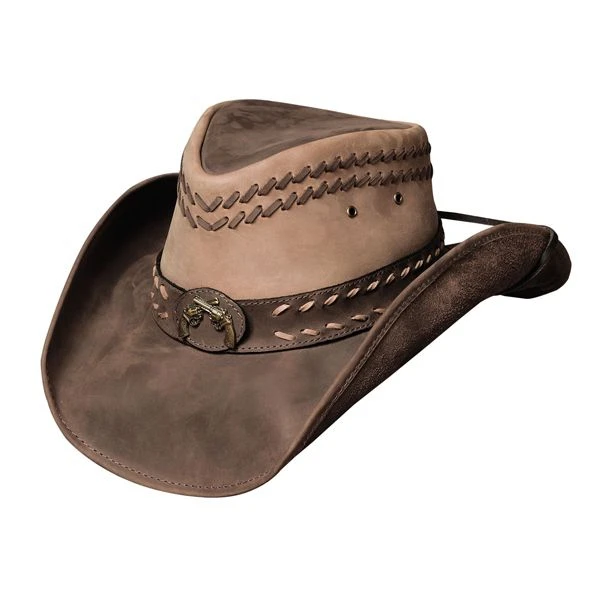 Premium Black Leather Cowboy Hat Western Style Genuine Leather UV Protection Handcrafted For Durability And Comfort