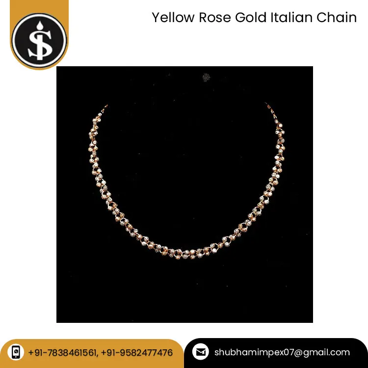 2024 New Arrival Beautiful Fine Jewelry Top Quality Hot Selling 18kt Yellow Rose Gold Italian Chain From Indian Exporter